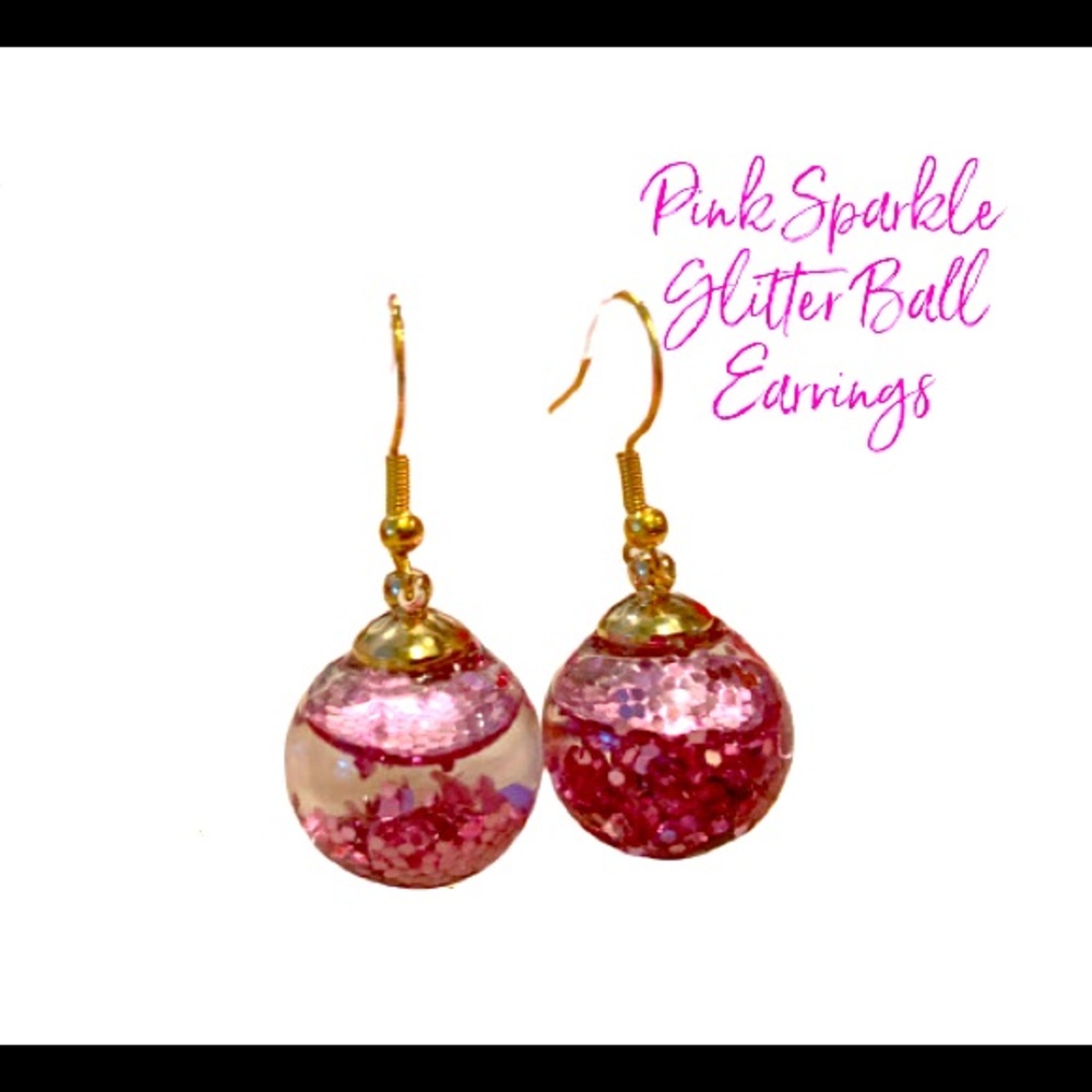 Pink Sparkle Ball Earrings